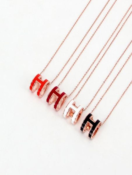 

fashion jewelry large black and white red orange enamel h pendant necklace trendy allmatch clavicle chain9924727, Silver