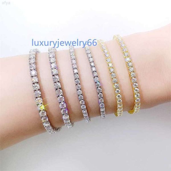 

gra vvs cluster round cut 3mm 925 sterling silver bracelet moissanite tennis chain