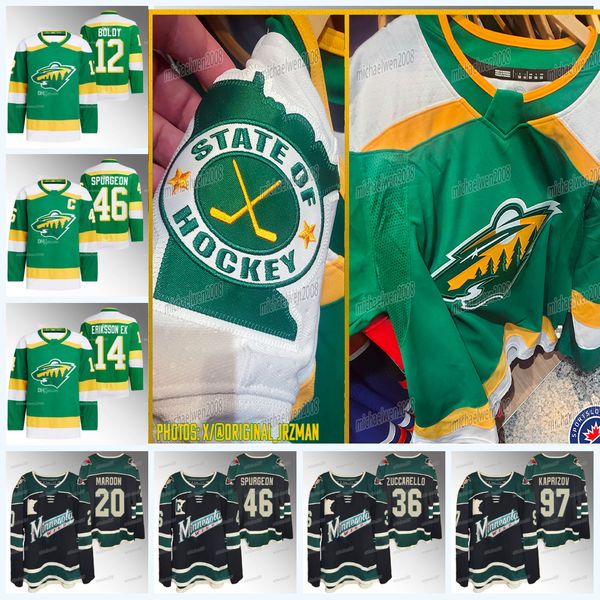 

wild 2023-24 third jersey kirill kaprizov joel eriksson ek oskar sundqvist matt boldy patrick maroon ryan hartman jared spurgeon faber addis, Black;red