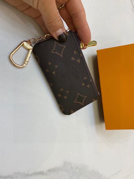

keychain card holder fashion womens key coin purse m62650 wallet pouch embossed wristlets mens fashion leather zipper pocket, Red;blue