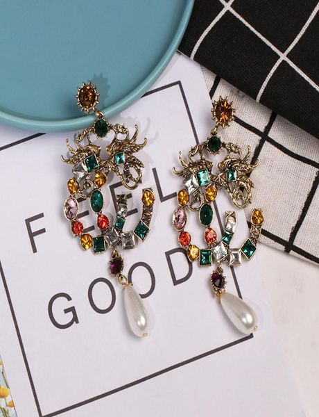 

18k gold plated brand designer letters stud dangle earrings copper metal crystal exaggerate women rhinestone wedding party gifts j9512028, Silver