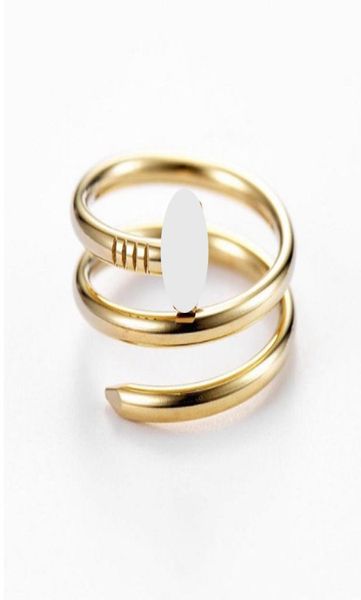 

luxury designer doublerings nail rings couple women039s stainless steel diamond finger ring jewelry supply us siz1035383, Silver