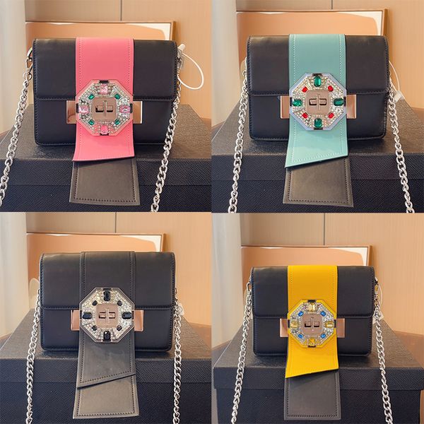 

designer womens crossbody bag chain bag p letter jewel tongue bag fashion small square bag