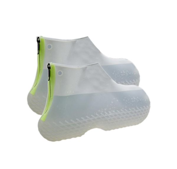 

asds1 pair shoe covers reusable silicone waterproof rain shoes covers with zipper slipresistant shoe5046689, White;pink