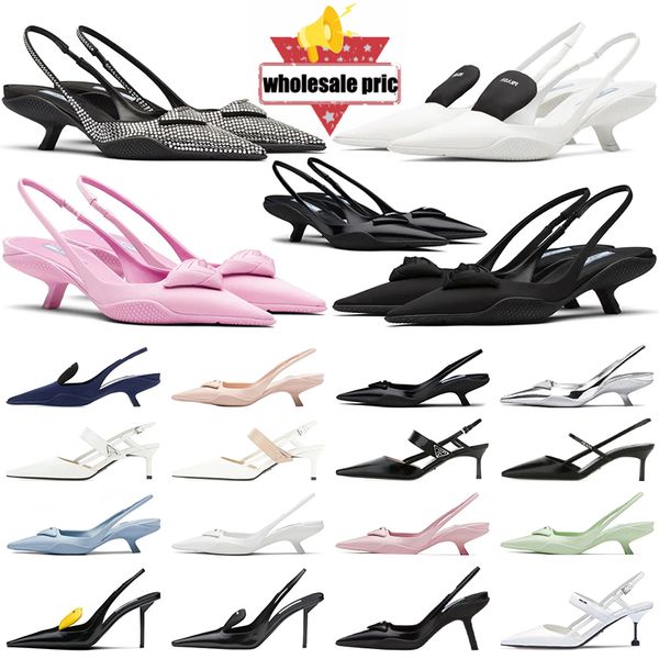 

triangle ornaments dress shoes glossy leather woman gig two-color nylon gabardine pink blue black and white metal stiletto wedding lady sand