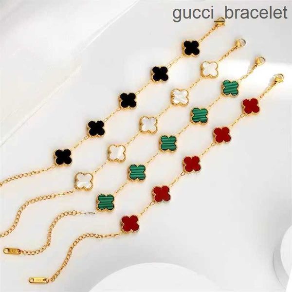 

designer jewelry women van clover bracelet fashion mens bracelet vintage bracelets clover leaf necklace luxury design wedding jewelry chirst, Black