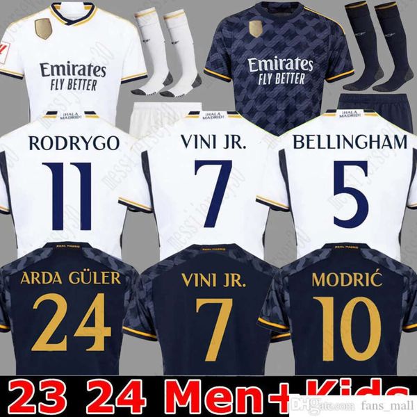 

22 23 24 fans player version soccer jerseys benzema rodrgo bellingham 2023 2024 vini jr football shirt camiseta de futbol men kids women uni, Black;yellow