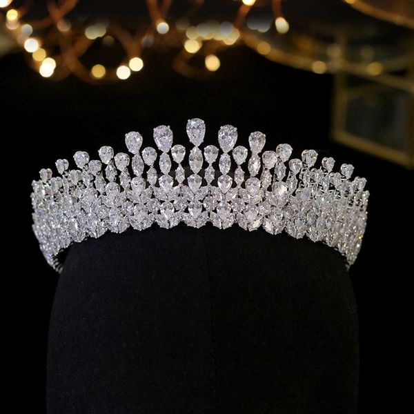 

luxury bridal crown crystal fashion headdress queen wedding crown wedding jewelry hair accessories tiara zircon crown headpieces283p, Silver