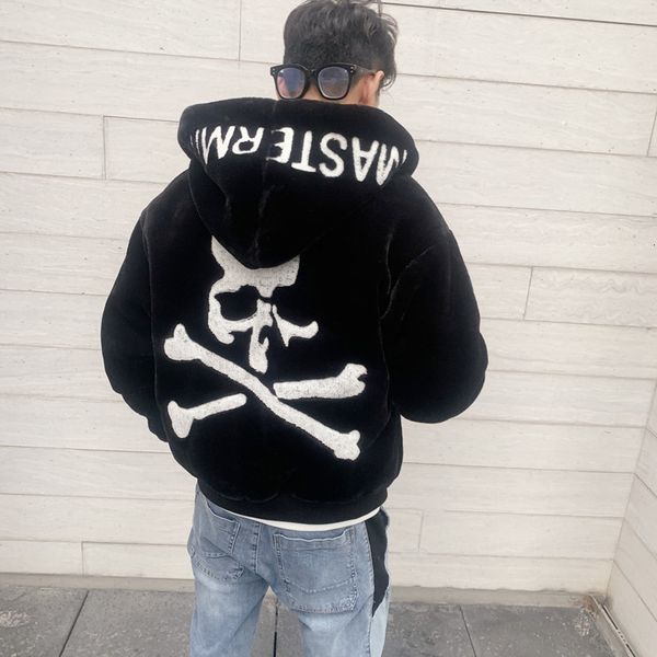 

men's jackets winter mmj cardigan hooded mink plush embroidery skull mastermind men and women jackets wy370 230901, Black;brown