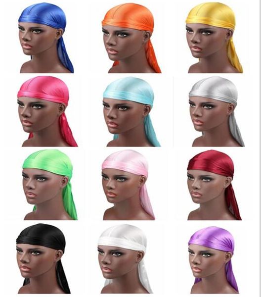 

stf new fashion men039s satin durags bandana turban wigs men silky durag headwear headband pirate hat hair accessories k36379298919, Blue;gray