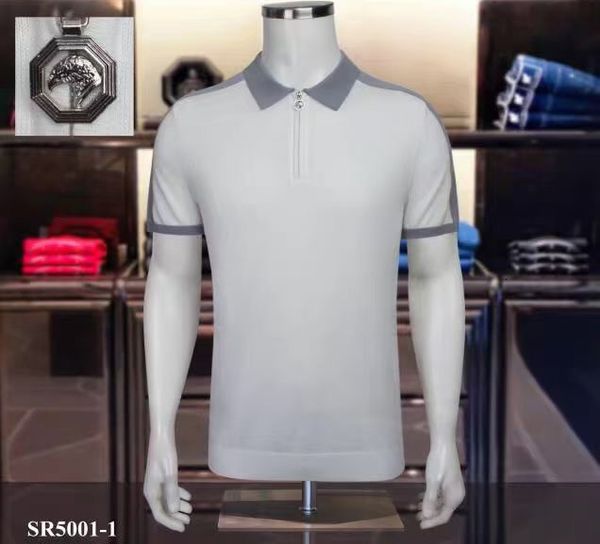 

men's polos billionaire oechsli shirt silk men 2023 summer fashion elasticity thin embroidery zipper button big size 4858 230901, White;black