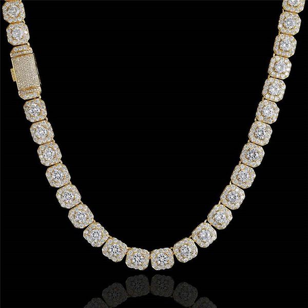 

hip hop jewelry tennis chain gold silver plated square rock sugar chain zircon necklace men's necklace