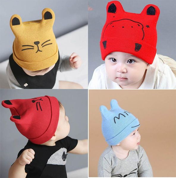 

autumn winter mixed color and style baby wool cartoon bear knitted fetal cap children039s thermal cap5949197, Blue;gray