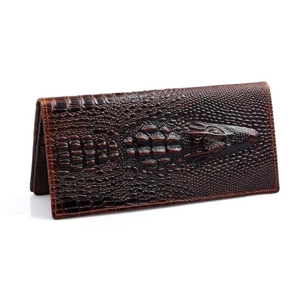 

vintage crocodile men wallets cow leather wallet men long clutch bag male purse phone pocket coin purse card holder alligator9941045, Red;black