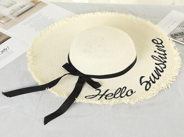 

straw wide brim hat summer big embroidery sun protection adjustable floppy foldable beach hats for women 20215700384, Blue;gray