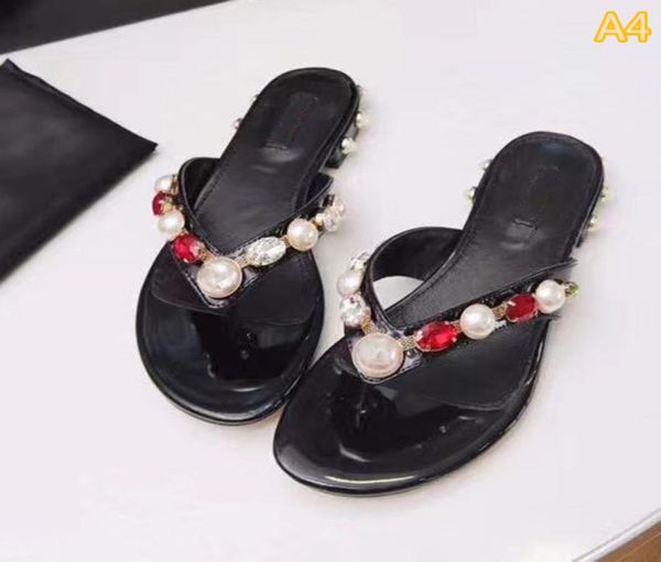 

fashionable new style women039s summer beach flip flop pearl casual sandals indoor women039s casual slippers size 35434183364, Black