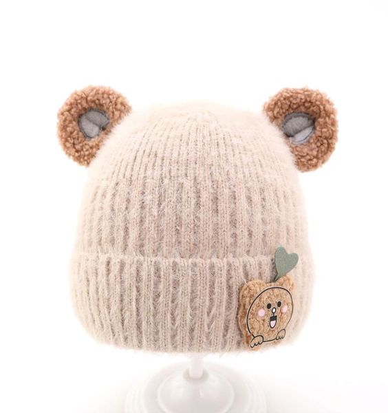 

2020 winter children039s hat baby warm wool cap 1234 year old boy knitted hat cute baby hat winter3402344, Blue;gray