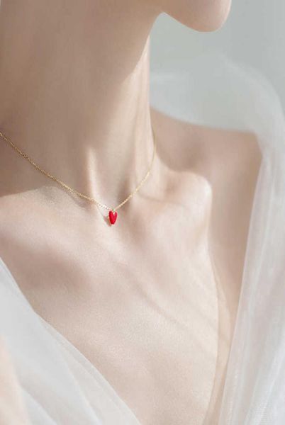 

necklace little red heart necklace women039s 925 silver love clavicle chain heartshaped pendant for girlfriends7910852