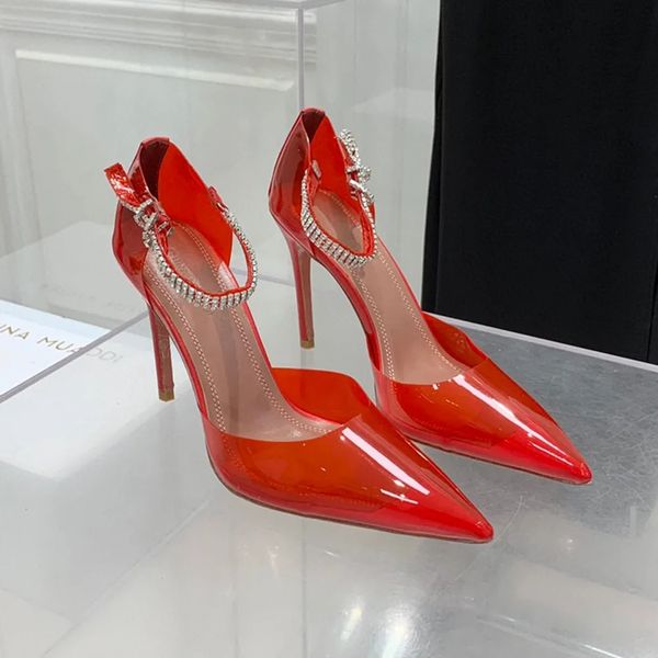 

amina muaddi begum crystal-embellished buckle pumps shoes pvc heeled stiletto sandals women's luxury designers patene leather sole dres, Black