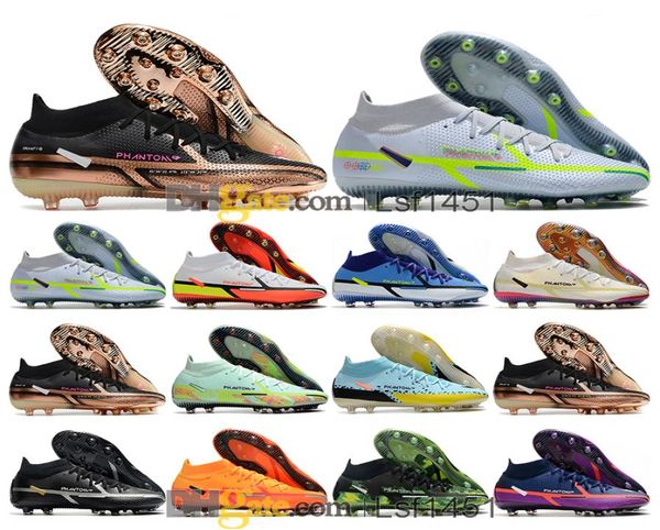 

gift bag mens high ankle football boots phantom gt2 dynamic fit elite ag firm ground cleats neymar acc phantom gt ii soccer shoes 2856421, Black
