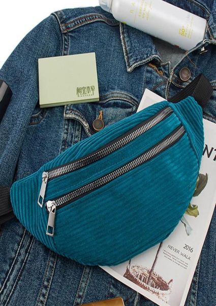 

women corduroy waist bag ladies new fanny pack fashion travel money phone chest banana bag female bum belt bags15852514