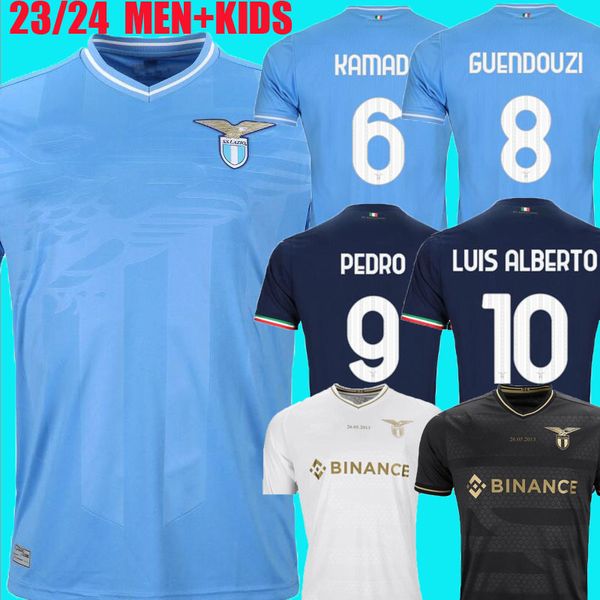 

23 24 lazio immobile soccer jerseys guendouzi maglie 2023 immobile luis bastos kamada lucas j.correa zaccagni marusic men kids kit football, Black;yellow