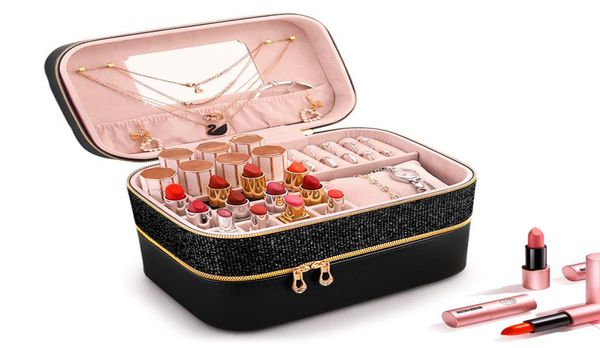 

new women large makeup bag girl cosmetic jewelry case leather female make up box fashion travel wash bags1457247