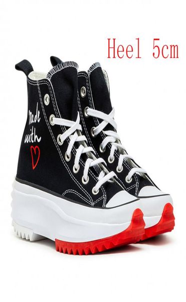 

2021 run star hike high made with love valentines day shoes men women hi black white red platform canvas sneakers size 35406828038