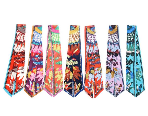 

auspicious hand bag scarves magic silk hair scarf kerchief neckerchief crane mixed color women print handle bag ribbon long scarve7495957, Blue;gray