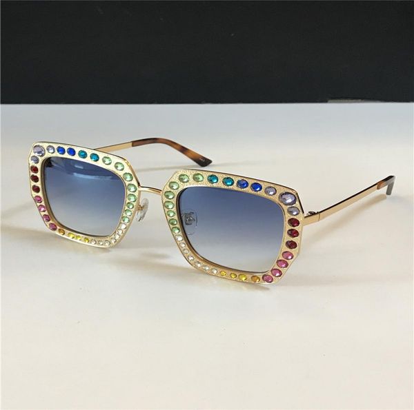 

new fashion design women sunglasses 0115 metal square frame mosaic shiny crystal colorful diamond uv400 lens with orig5859356, White;black
