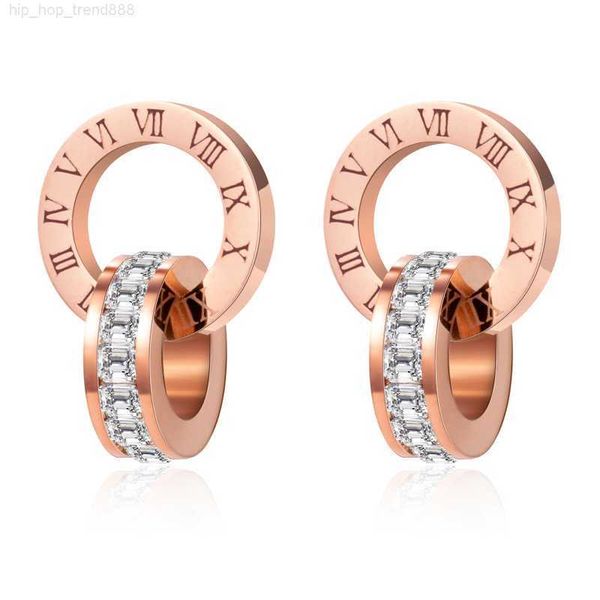 

woman fashion rose gold stud earrings des boucles for lady women party wedding gift engagement jewelry stone earring gffe, Golden;silver