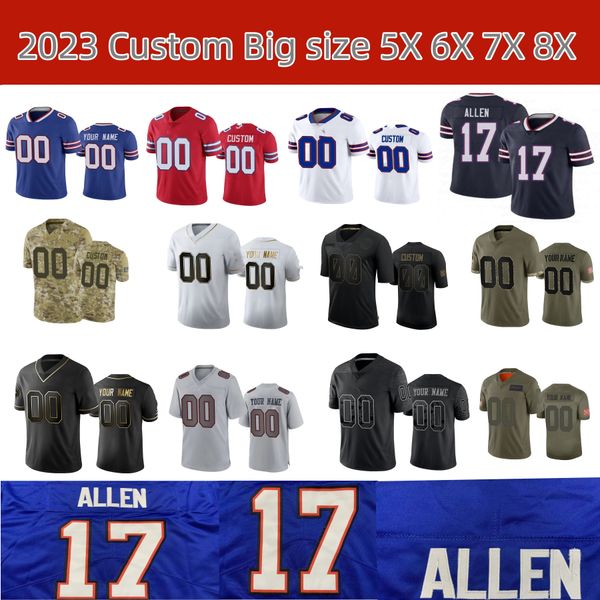 

custom plus size5x 6x 7x 8x josh allen football jersey gabriel davis von miller billes cook 14 stefon diggs dawson knox beasley milano dalto, Black;red
