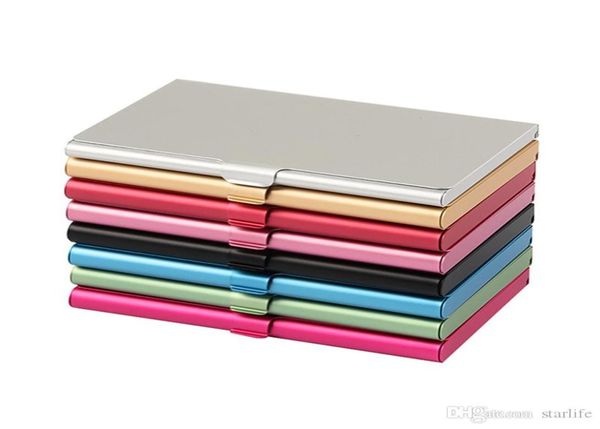 

business card holder case aluminum metal cards box cover creative credit id card holder men pocket wallet 9 colors2113394, Brown;gray