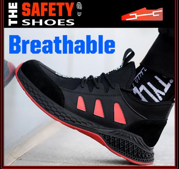 

boots mens steel toe safety work shoes for men lightweight breathable indestructible sneakers outdoor footwear8797442, Black