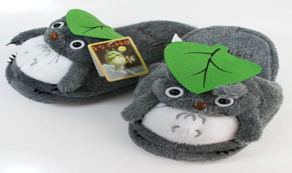 

woman man my neighbor totoro plush slippers indoor cute warm slipper for 2011259599521, Black