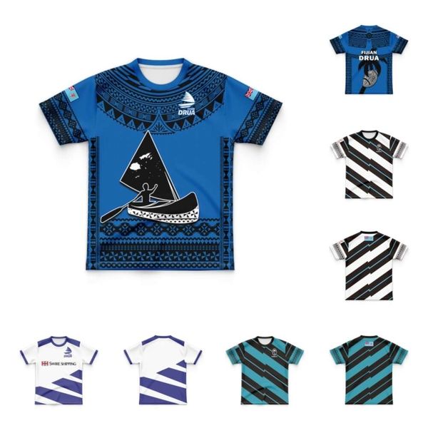 

kids fiji 7s 2023 home rugby jersey shirt, Black;gray