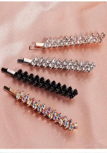 

shining crystal rhinestone hair clip for women elegant korean design snap barrette stick hairpin hair styling accessories3054257, Golden;silver