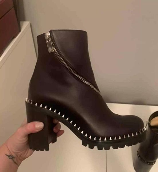 

luxury martin boots women ankle boot s high heel shoes black calfskin leather birgitta spiked zip around lady chunky heeled rubber red-soled