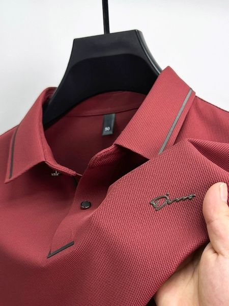 

men's polos long sleeve brand high end polo shirt business casual collar exquisite print wrinkle proof spring and autumn tshirt 230901, White;black