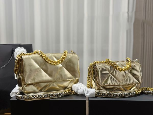 

womens classic 19 series lambskin quilted bags classic flap chain handle totes gold metal hardware crossbody shoulder handbags 13 colors 20c