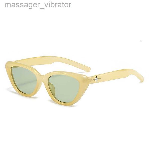 

small frame triangular cat's new eye sunglasses for women with high-end feel and versatile green small frame sun protection design mb6n, White;black
