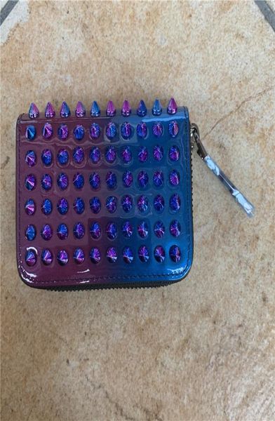 

fashion leather mens and womens wallets classic daily zipper short wallet rivet red shoes purse trend leisure busines8388154, Red;black