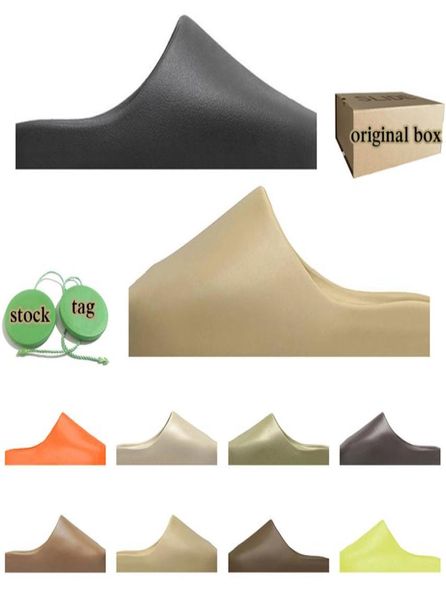 

men women slides onyx designer slippers sandals desert sand bone resin slipper green glow8496827, Black
