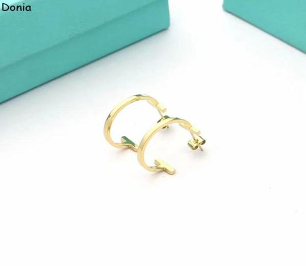 

donia jewelry luxury stud european and american fashion letters titanium steel threecolor creative designer earrings with box1532433, Golden;silver