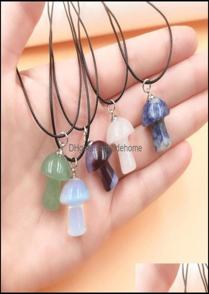 

pendant necklaces pendants jewelry natural stone carving 2cm mushroom shape charms reiki healing chakra dhuvh2177810, Silver