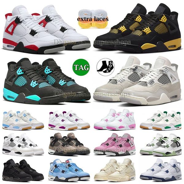 

jumpman 4 basketball shoes mens designer trainer jump man 4s red cement yellow thunder frozen moments pink oreo blackcats military black pin