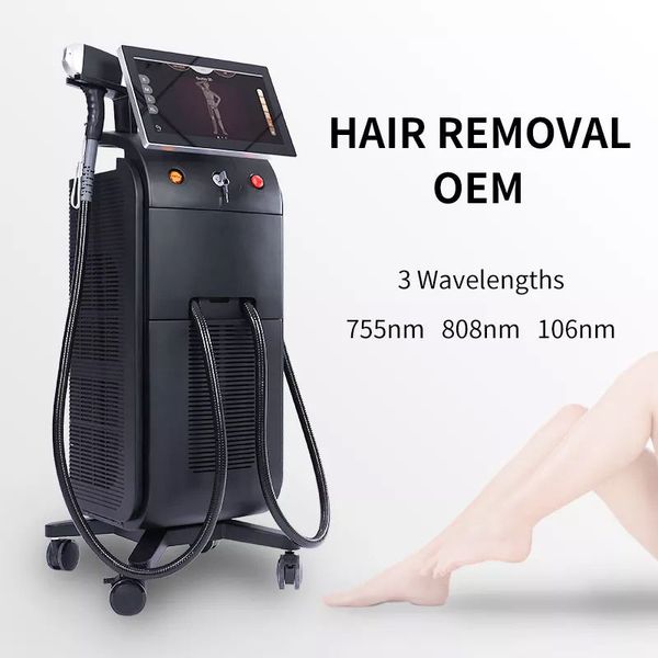 

2024 new arrival hair removal machine 2 handles depilation long laser width large display screen multi-language hair root remover, Black