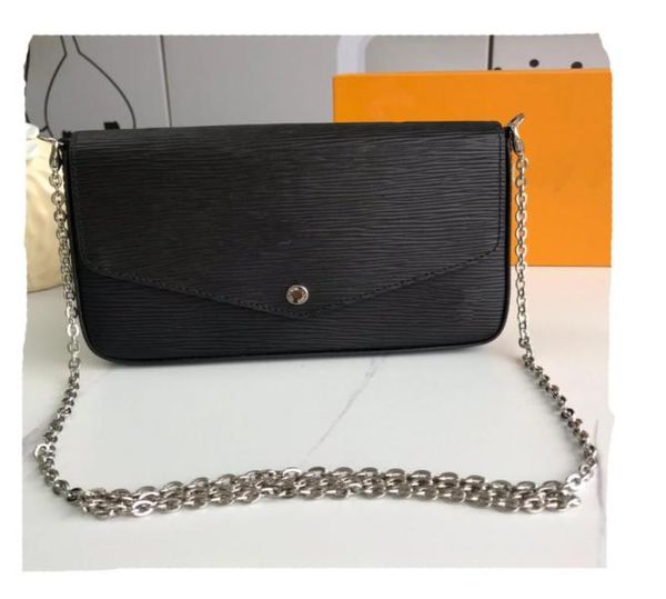 

classic luxury designer wallet pochette felicie bag genuine leather handbags stripe shoulder handbag clutch tote messenger shoppin2900636, Red;black