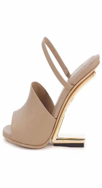 

high heeled slippers fashion designer metal heel sandals for womens genuine leather dress shoes 85cm heel sandal us size 412 wom7072595, Black