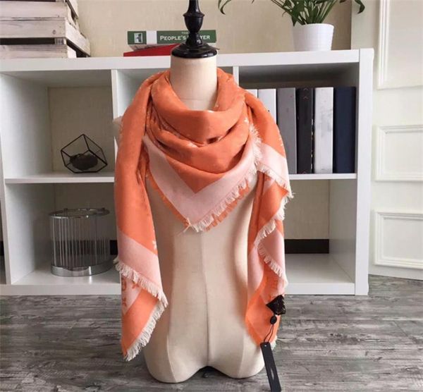 

beautiful orange lady scarf designer fashion autumnwinter allmatch cotton shawl pink attractive large square scarfs 140140cm 2816838, Blue;gray